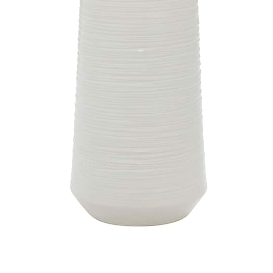 Silver Porcelain Contemporary Vase, 12" x 6" x 6"